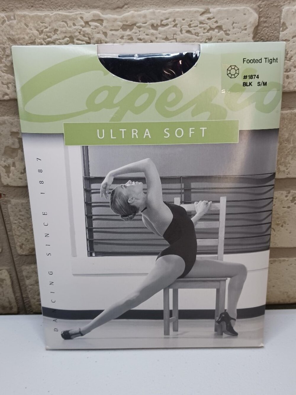 Capezio Ultra Soft Womens S/M Matte Black Rhinestone Footed Tights